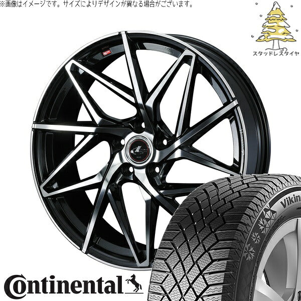 コンチネンタル バイキングコンタクト7 205/55R17 ＋ レオニス IT パールブラック/ミラーカット 17インチ 7J +42 5H114.3P スタッドレス・ホイール4本セット。1枚目。