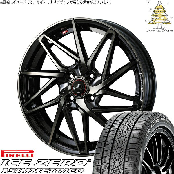 ピレリ アイスゼロアシンメトリコ 185/60R15 ＋ レオニス IT パールブラックミラーカット/チタントップ 15インチ 5.5J +50 4H100P スタッドレス・ホイール4本セット。1枚目。