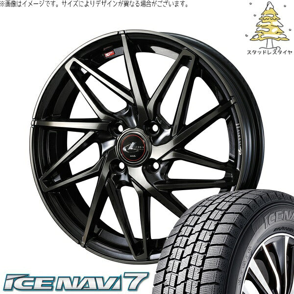 グッドイヤー アイスナビ7 185/65R15 ＋ レオニス IT パールブラックミラーカット/チタントップ 15インチ 5.5J +43 4H100P スタッドレス・ホイール4本セット。1枚目。