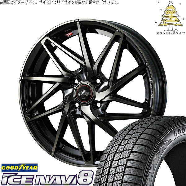 グッドイヤー アイスナビ8 175/70R14 ＋ レオニス IT パールブラックミラーカット/チタントップ 14インチ 5.5J +42 4H100P スタッドレス・ホイール4本セット。1枚目。