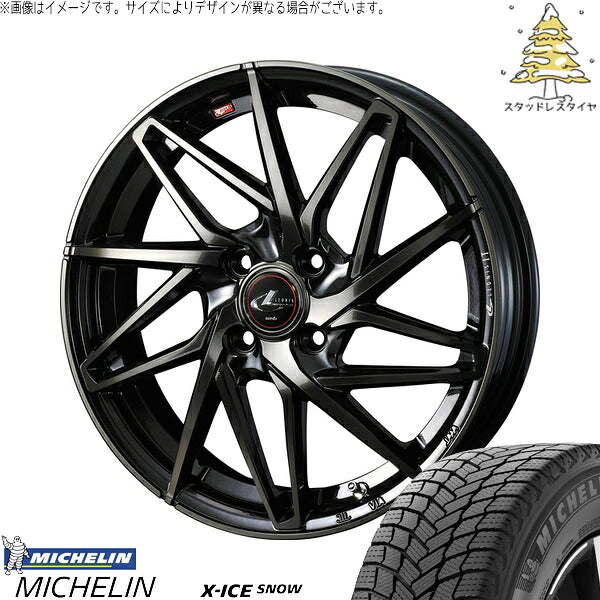 ミシュラン エックスアイス スノー 195/65R15 ＋ レオニス IT パールブラックミラーカット/チタントップ 15インチ 5.5J +43 4H100P スタッドレス・ホイール4本セット。1枚目。