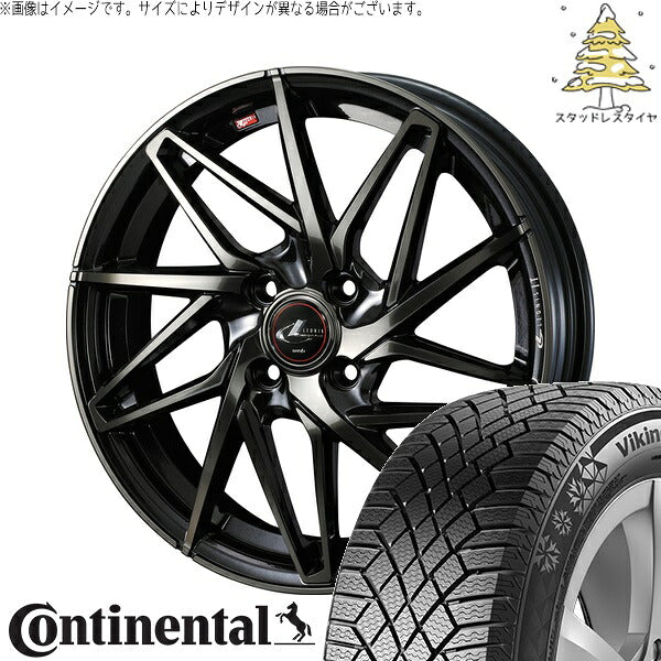 コンチネンタル バイキングコンタクト7 175/65R15 ＋ レオニス IT パールブラックミラーカット/チタントップ 15インチ 5.5J +43 4H100P スタッドレス・ホイール4本セット。1枚目。