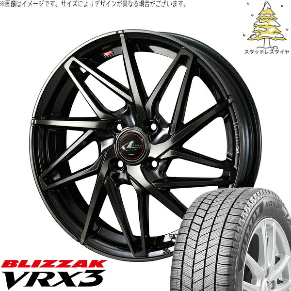 ブリヂストン ブリザック VRX3 175/55R15 ＋ レオニス IT パールブラックミラーカット/チタントップ 15インチ 5.5J +43 4H100P スタッドレス・ホイール4本セット。1枚目。