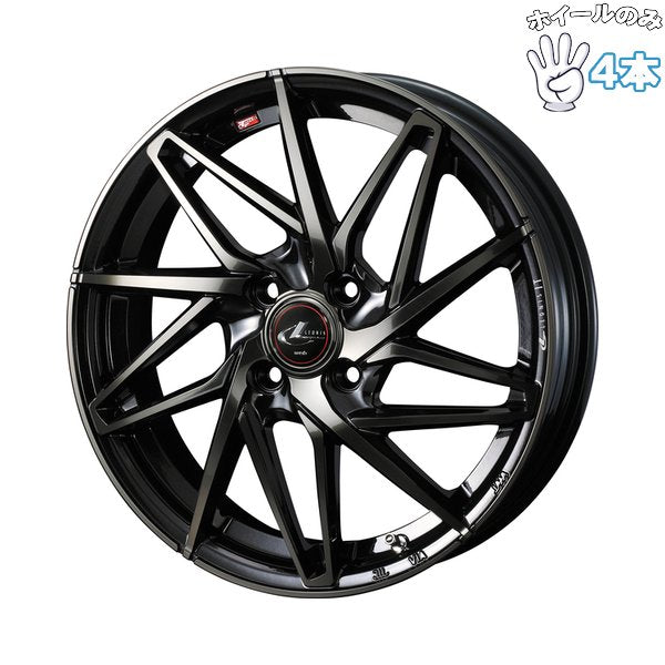 14インチ アルミホイール 4穴100 | ウェッズ レオニス IT パールブラックミラーカット/チタントップ 5.5J 4本