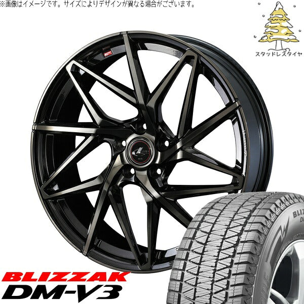 ブリヂストン ブリザック DM-V3 235/55R18 ＋ レオニス IT パールブラックミラーカット/チタントップ 18インチ 8J +42 5H114.3P スタッドレス・ホイール4本セット。1枚目。