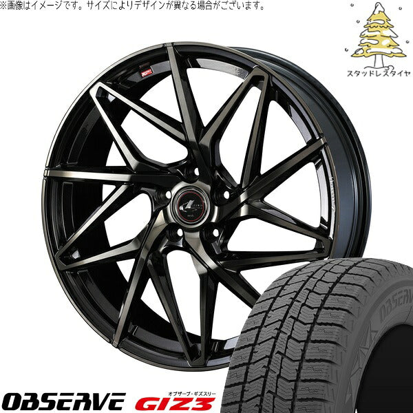 トーヨータイヤ オブザーブ GIZ3 215/55R17 ＋ レオニス IT パールブラックミラーカット/チタントップ 17インチ 7J +47 5H100P スタッドレス・ホイール4本セット。1枚目。