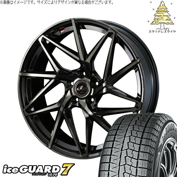 ヨコハマタイヤ アイスガードセブン IG70 225/50R17 ＋ レオニス IT パールブラックミラーカット/チタントップ 17インチ 7J +53 5H114.3P スタッドレス・ホイール4本セット。1枚目。