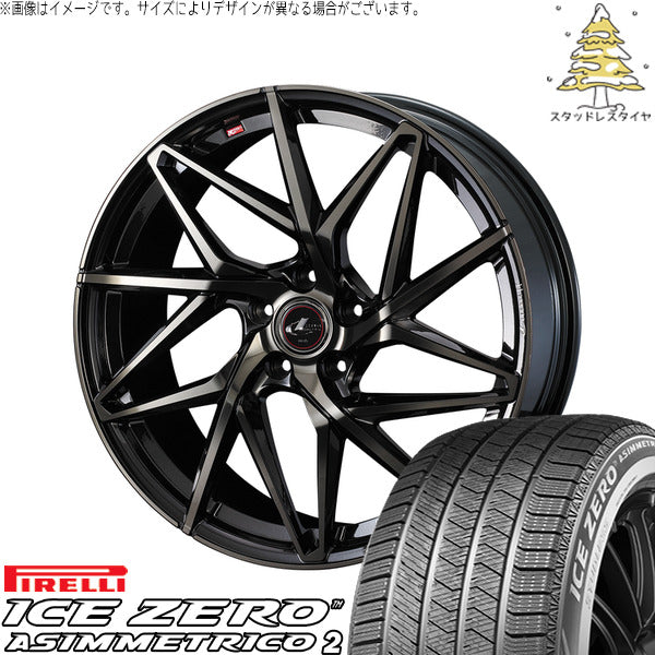 ピレリ アイスゼロアシンメトリコ2 205/55R17 ＋ レオニス IT パールブラックミラーカット/チタントップ 17インチ 7J +53 5H114.3P スタッドレス・ホイール4本セット。1枚目。