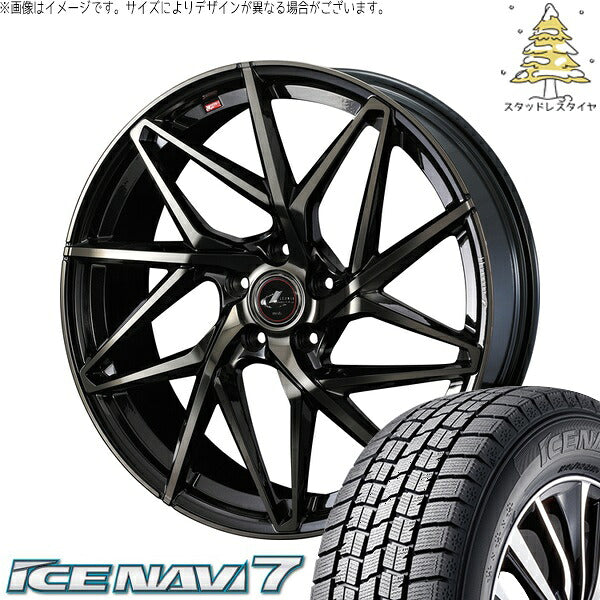 グッドイヤー アイスナビ7 215/45R17 ＋ レオニス IT パールブラックミラーカット/チタントップ 17インチ 6.5J +52 5H114.3P スタッドレス・ホイール4本セット。1枚目。