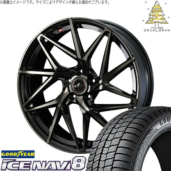 グッドイヤー アイスナビ8 195/65R15 ＋ レオニス IT パールブラックミラーカット/チタントップ 15インチ 6J +43 5H114.3P スタッドレス・ホイール4本セット。1枚目。