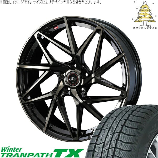 トーヨータイヤ ウィンタートランパス TX 215/50R17 ＋ レオニス IT パールブラックミラーカット/チタントップ 17インチ 7J +47 5H114.3P スタッドレス・ホイール4本セット。1枚目。