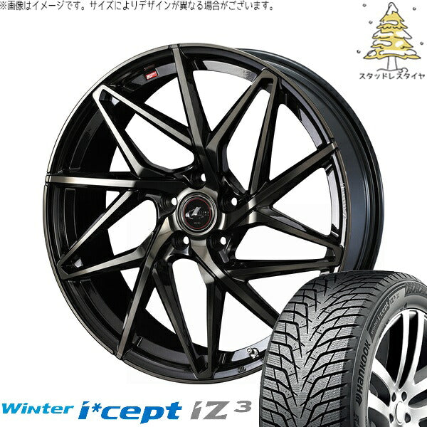 ハンコック ウィンターアイセプト IZ3 W636 215/60R17 ＋ レオニス IT パールブラックミラーカット/チタントップ 17インチ 7J +47 5H114.3P スタッドレス・ホイール4本セット。1枚目。