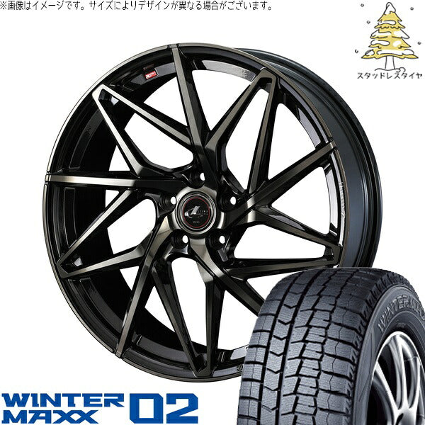 ダンロップ ウィンターマックス02 205/55R16 ＋ レオニス IT パールブラックミラーカット/チタントップ 16インチ 6.5J +52 5H114.3P スタッドレス・ホイール4本セット。1枚目。