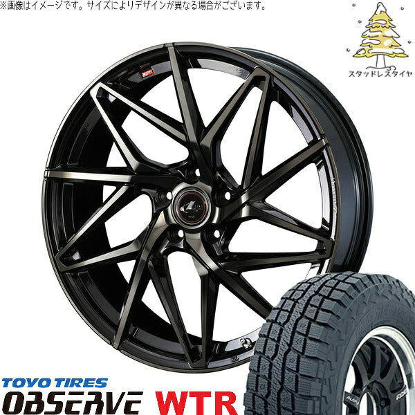 トーヨータイヤ オブザーブ W/T-R 215/65R16 ＋ レオニス IT パールブラックミラーカット/チタントップ 16インチ 6.5J +40 5H114.3P スタッドレス・ホイール4本セット。1枚目。