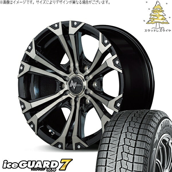 ヨコハマタイヤ アイスガードセブン IG70 215/65R16 ＋ ナイトロパワー ジャベリン メタリックポリッシュ/ブラッククリア/ピアスミルド 16インチ 6.5J +38 6H139.7P スタッドレス・ホイール4本セット。1枚目。