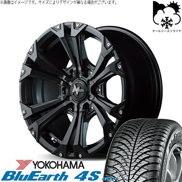 ヨコハマタイヤ ブルーアース4S AW21 215/70R16 ＋ ナイトロパワー ジャベリン セミグロスブラック/ピアスミルド 16インチ 6.5J +38 6H139.7P オールシーズン・ホイール4本セット。1枚目。