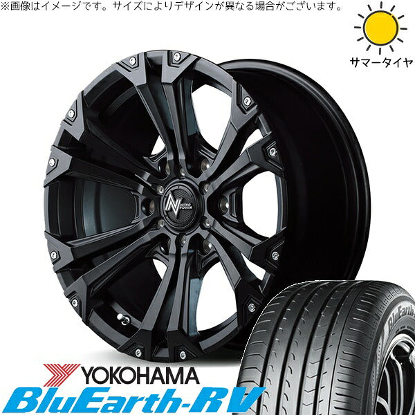 ヨコハマタイヤ ブルーアース RV03 215/60R17 ＋ ナイトロパワー ジャベリン セミグロスブラック/ピアスミルド 17インチ 6.5J +38 6H139.7P サマー・ホイール4本セット。1枚目。