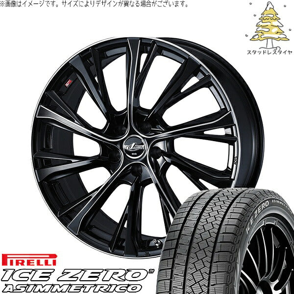 ピレリ アイスゼロアシンメトリコ 215/50R18 ＋ レオニス JG ブラック/SCマシニング 18インチ 8J +42 5H114.3P スタッドレス・ホイール4本セット。1枚目。