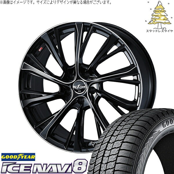 グッドイヤー アイスナビ8 235/50R18 ＋ レオニス JG ブラック/SCマシニング 18インチ 8J +42 5H114.3P スタッドレス・ホイール4本セット。1枚目。