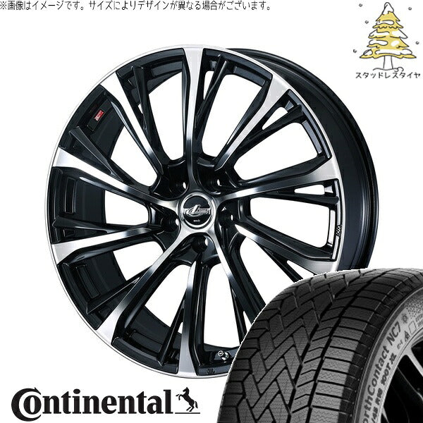 コンチネンタル ノースコンタクト NC7 225/55R19 ＋ レオニス JG パールブラック/ミラーカット 19インチ 7J +39 5H114.3P スタッドレス・ホイール4本セット。1枚目。