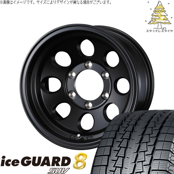 ヨコハマタイヤ アイスガード8 SUV 175/80R16 ＋ ジムライン タイプ2 マットブラック 16インチ 7J +38 5H114.3P スタッドレス・ホイール4本セット。1枚目。