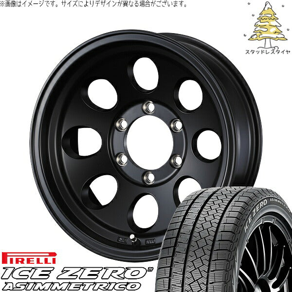 ピレリ アイスゼロアシンメトリコ 195/65R16 ＋ ジムライン タイプ2 マットブラック 16インチ 7J +38 5H114.3P スタッドレス・ホイール4本セット。1枚目。