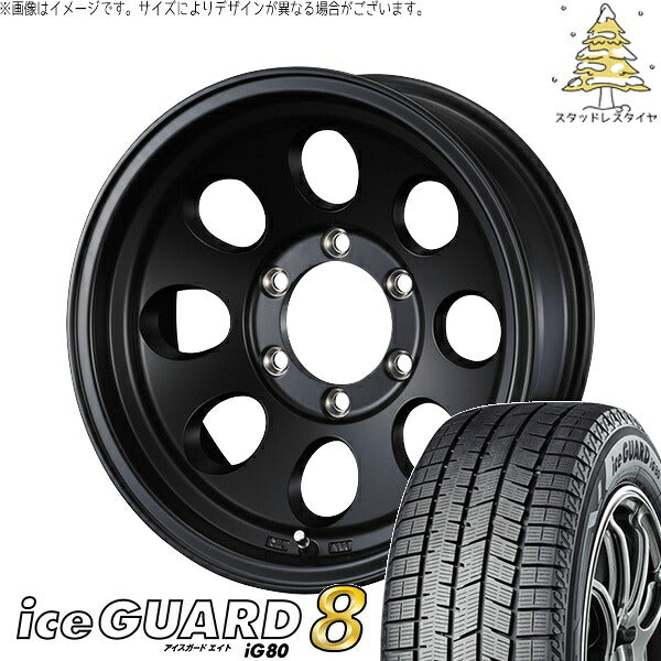ヨコハマタイヤ アイスガードエイト IG80 215/65R16 ＋ ジムライン タイプ2 マットブラック 16インチ 7J +38 5H114.3P スタッドレス・ホイール4本セット。1枚目。