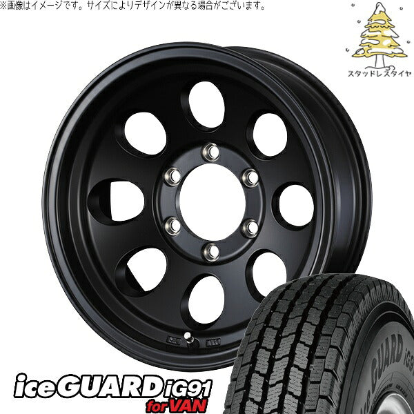 ヨコハマタイヤ アイスガード91 IG91 195/80R15 ＋ ジムライン タイプ2 マットブラック 15インチ 6J ±0 5H139.7P スタッドレス・ホイール4本セット。1枚目。