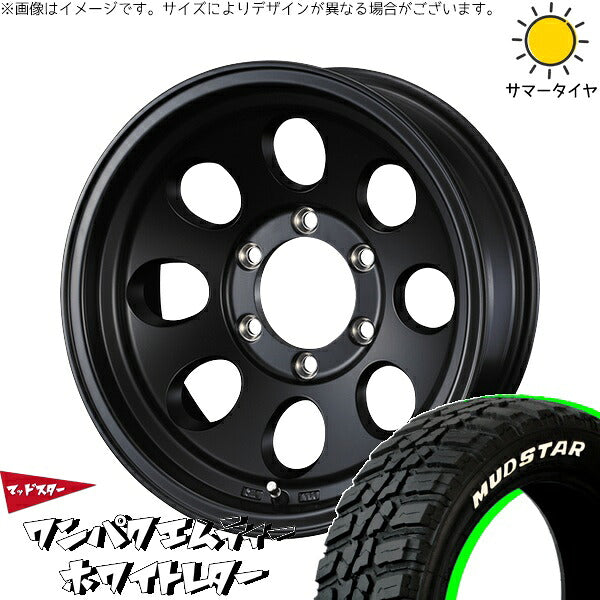 マッドスター ワンパクMT 185/85R16 ＋ ジムライン タイプ2 マットブラック 16インチ 5.5J +22 5H139.7P サマー・ホイール4本セット。1枚目。