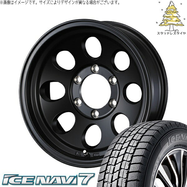 グッドイヤー アイスナビ7 195/65R16 ＋ ジムライン タイプ2 マットブラック 16インチ 7J +38 5H114.3P スタッドレス・ホイール4本セット。1枚目。