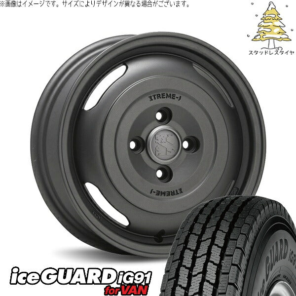 ヨコハマタイヤ アイスガード91 IG91 165/80R14 ＋ エクストリームJ ジャーニー ガンブラック 14インチ 5J +42 4H114.3P スタッドレス・ホイール4本セット。1枚目。