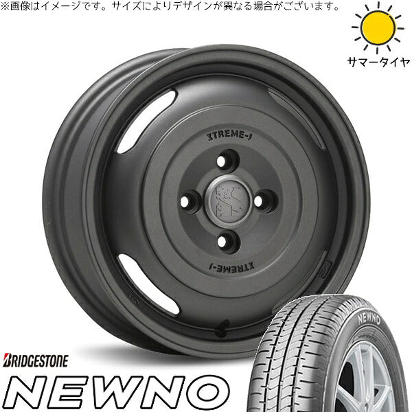 ブリヂストン ニューノ 165/60R14 ＋ エクストリームJ ジャーニー ガンブラック 14インチ 4.5J +43 4H100P サマー・ホイール4本セット。1枚目。
