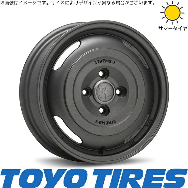 トーヨータイヤ V03E 155/80R14 ＋ エクストリームJ ジャーニー ガンブラック 14インチ 5J +30 4H100P サマー・ホイール4本セット。1枚目。