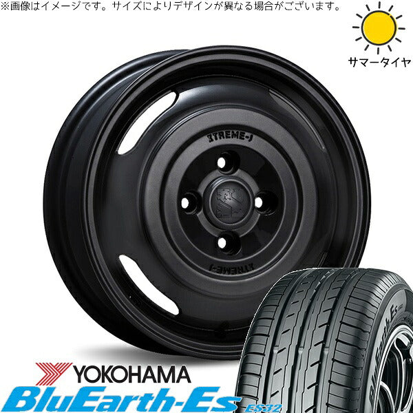 ヨコハマタイヤ ブルーアース ES32 165/65R14 ＋ エクストリームJ ジャーニー サテンブラック 14インチ 4.5J +43 4H100P サマー・ホイール4本セット。1枚目。