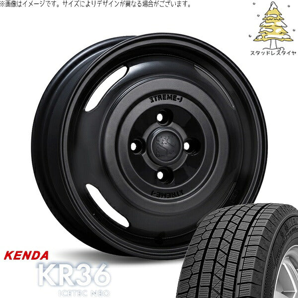 ケンダ アイステックネオ KR36 165/65R14 ＋ エクストリームJ ジャーニー サテンブラック 14インチ 4.5J +43 4H100P スタッドレス・ホイール4本セット。1枚目。