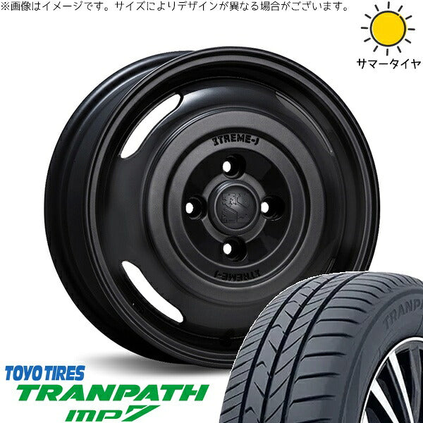 トーヨータイヤ トランパス MP7 165/65R14 ＋ エクストリームJ ジャーニー サテンブラック 14インチ 4.5J +43 4H100P サマー・ホイール4本セット。1枚目。