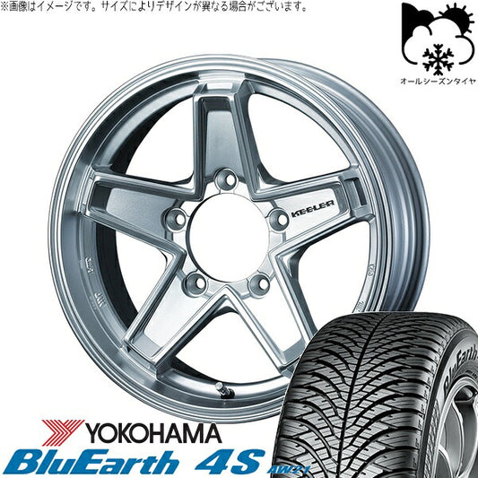 ヨコハマタイヤ ブルーアース4S AW21 215/70R16 ＋ キーラータクティクス ハイパーシルバー 16インチ 5.5J +22 5H139.7P オールシーズン・ホイール4本セット。1枚目。