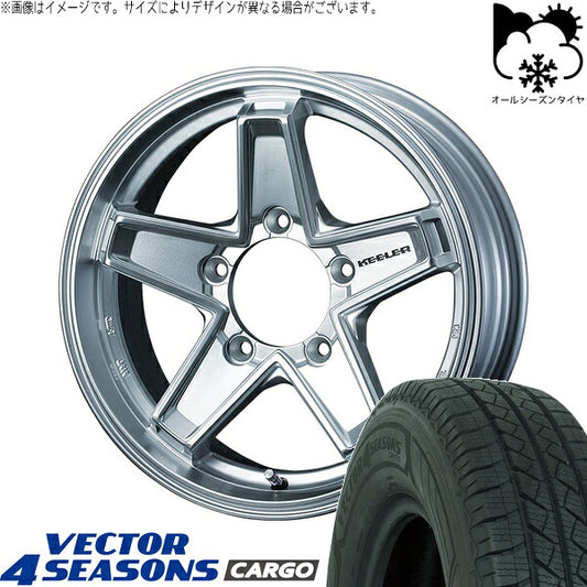 グッドイヤー ベクター4シーズンズ カーゴ 195/80R15 ＋ キーラータクティクス ハイパーシルバー 15インチ 6J ±0 5H139.7P オールシーズン・ホイール4本セット。1枚目。
