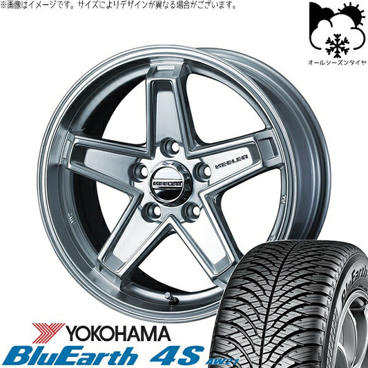 ヨコハマタイヤ ブルーアース4S AW21 215/65R16 ＋ キーラータクティクス ハイパーシルバー 16インチ 7J +38 5H114.3P オールシーズン・ホイール4本セット。1枚目。
