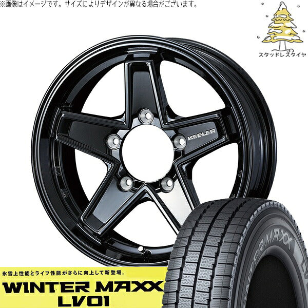 ダンロップ ウィンターマックス LV01 215/70R15 ＋ キーラータクティクス グロスブラック 15インチ 6J ±0 5H139.7P スタッドレス・ホイール4本セット。1枚目。