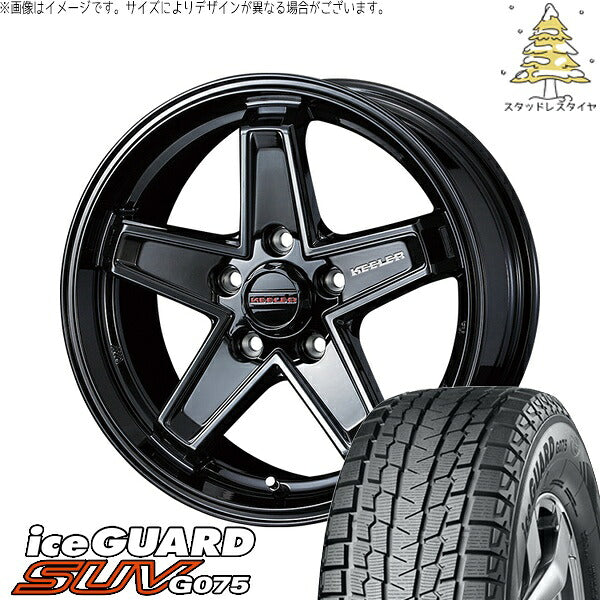ヨコハマタイヤ アイスガード SUV G075 (iceGUARD SUV G075) 215/65R16 ＋ キーラータクティクス グロスブラック 16インチ 7.0J +38 5H114.3P スタッドレス・ホイール4本セット。1枚目。