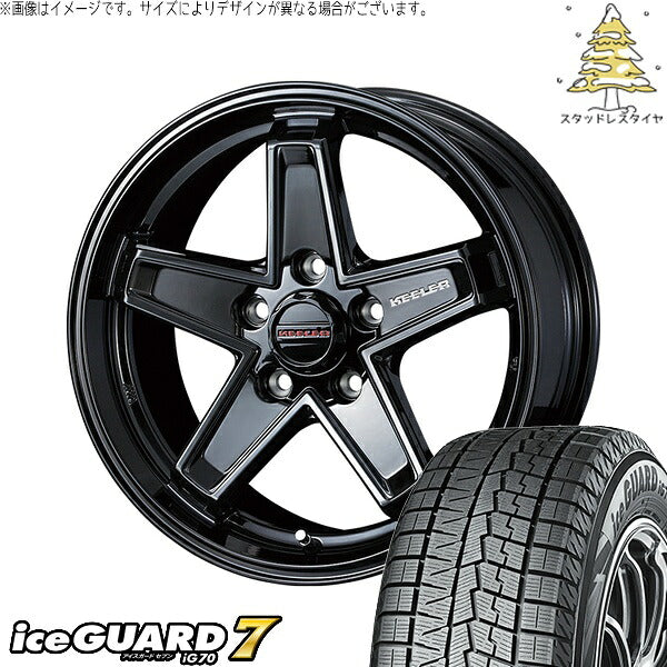 ヨコハマタイヤ アイスガード セブン (iceGUARD7 IG70) 215/60R17 ＋ キーラータクティクス グロスブラック 17インチ 7.0J +38 5H114.3P スタッドレス・ホイール4本セット。1枚目。