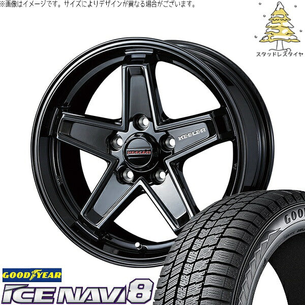 グッドイヤー アイスナビ エイト (ICENAVI8) 215/55R17 ＋ キーラータクティクス グロスブラック 17インチ 7.0J +38 5H114.3P スタッドレス・ホイール4本セット。1枚目。