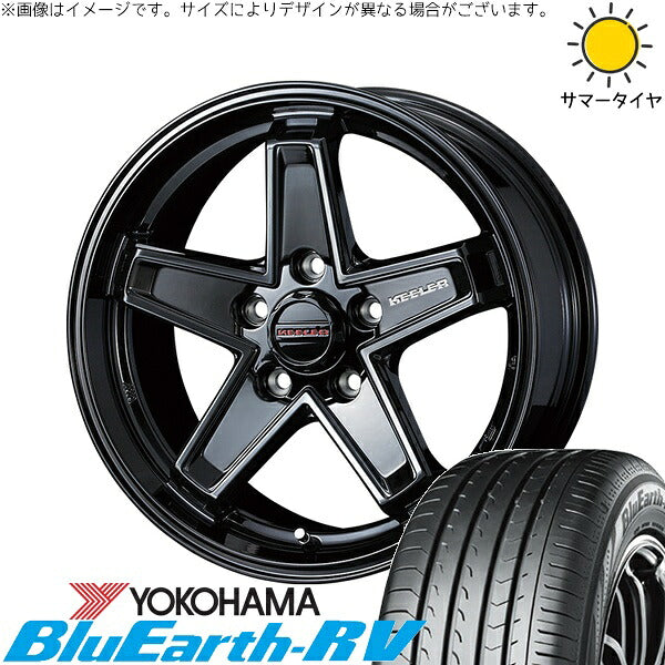 ヨコハマタイヤ ブルーアース RV03 215/55R17 ＋ キーラータクティクス グロスブラック 17インチ 7J +38 5H114.3P サマー・ホイール4本セット。1枚目。