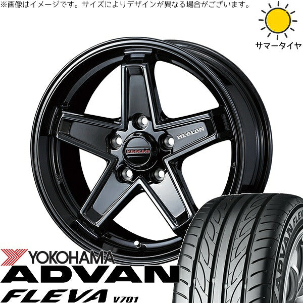 ヨコハマタイヤ アドバン フレバ V701 215/45R17 ＋ キーラータクティクス グロスブラック 17インチ 7J +38 5H114.3P サマー・ホイール4本セット。1枚目。