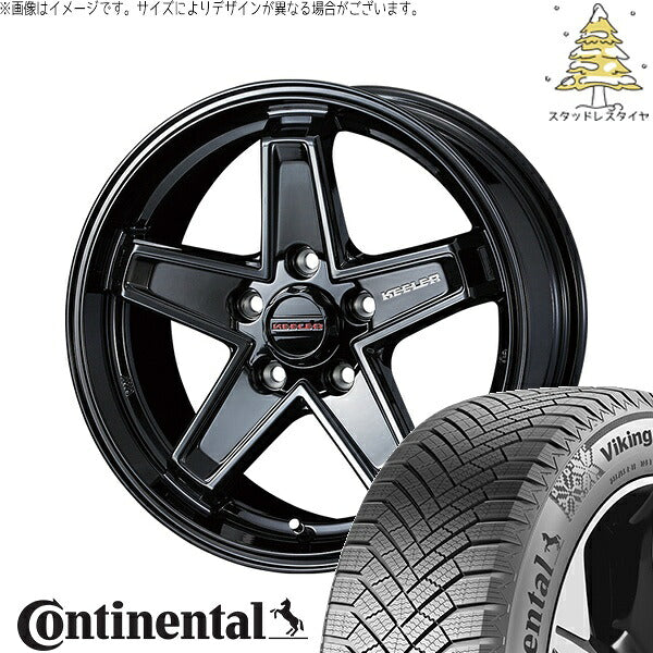 コンチネンタル バイキングコンタクト エイト (VikingContact8) 225/45R17 ＋ キーラータクティクス グロスブラック 17インチ 7.0J +38 5H114.3P スタッドレス・ホイール4本セット。1枚目。