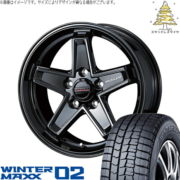 ダンロップ ウィンターマックス02 (WINTERMAXX02 WM02) 215/60R17 ＋ キーラータクティクス グロスブラック 17インチ 7.0J +38 5H114.3P スタッドレス・ホイール4本セット。1枚目。