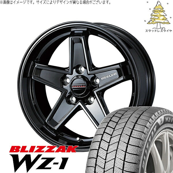 ブリヂストン ブリザック WZ-1 (BLIZZAK WZ-1) 195/60R17 ＋ キーラータクティクス グロスブラック 17インチ 7.0J +38 5H114.3P スタッドレス・ホイール4本セット。1枚目。