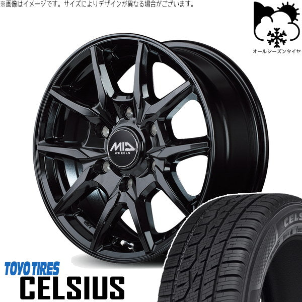 トーヨータイヤ セルシアス 215/65R16 ＋ MIDホイール KG25 ブラック 16インチ 6.5J +38 6H139.7P オールシーズン・ホイール4本セット。1枚目。