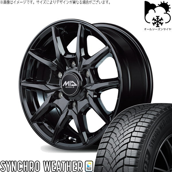 ダンロップ シンクロウェザー 215/65R16 ＋ MIDホイール KG25 ブラック 16インチ 6.5J +38 6H139.7P オールシーズン・ホイール4本セット。1枚目。